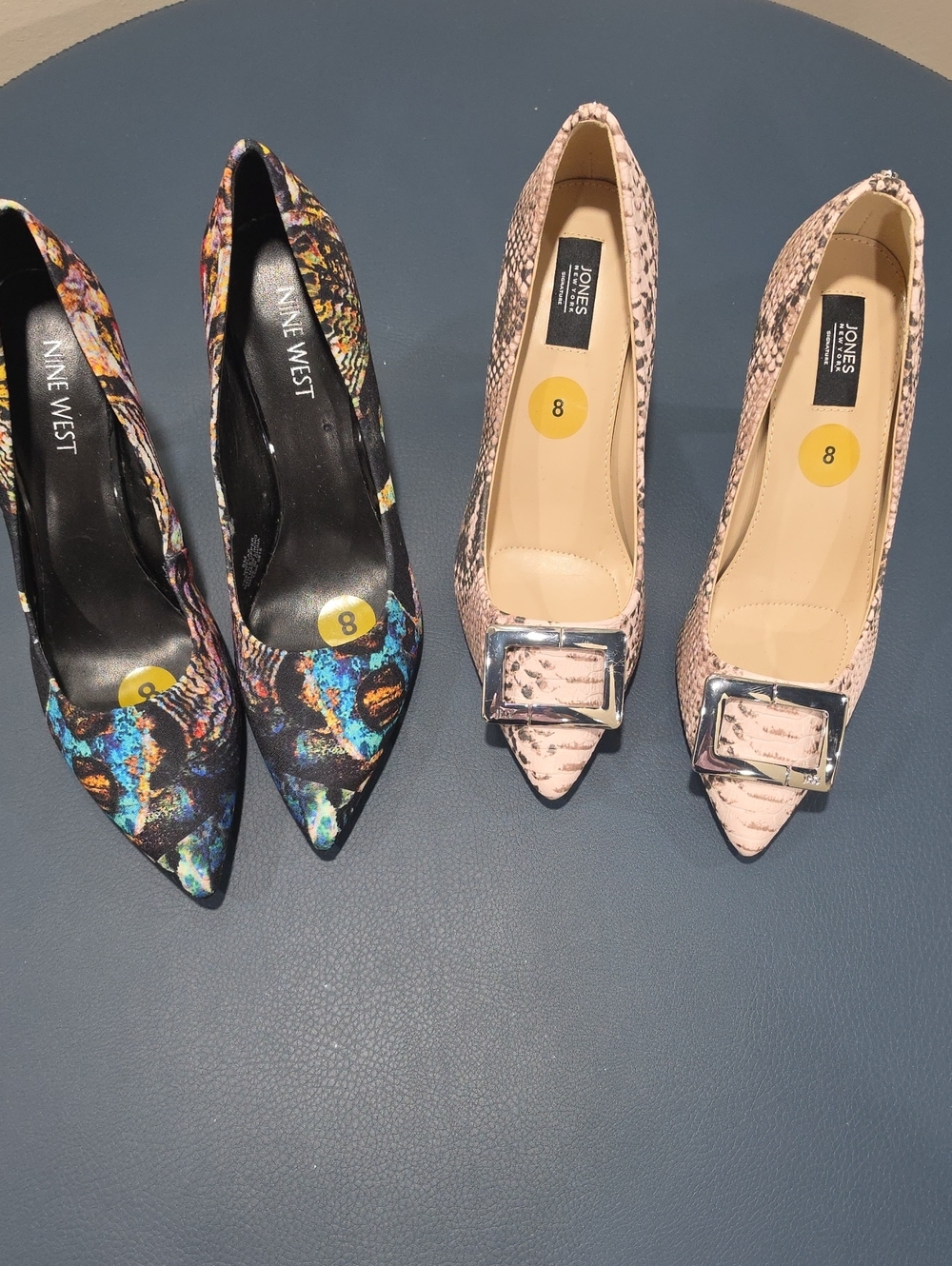 Nine West Multicolor Abstract Pointed Pump - Jones Pink Snake-Print Buckle Pump